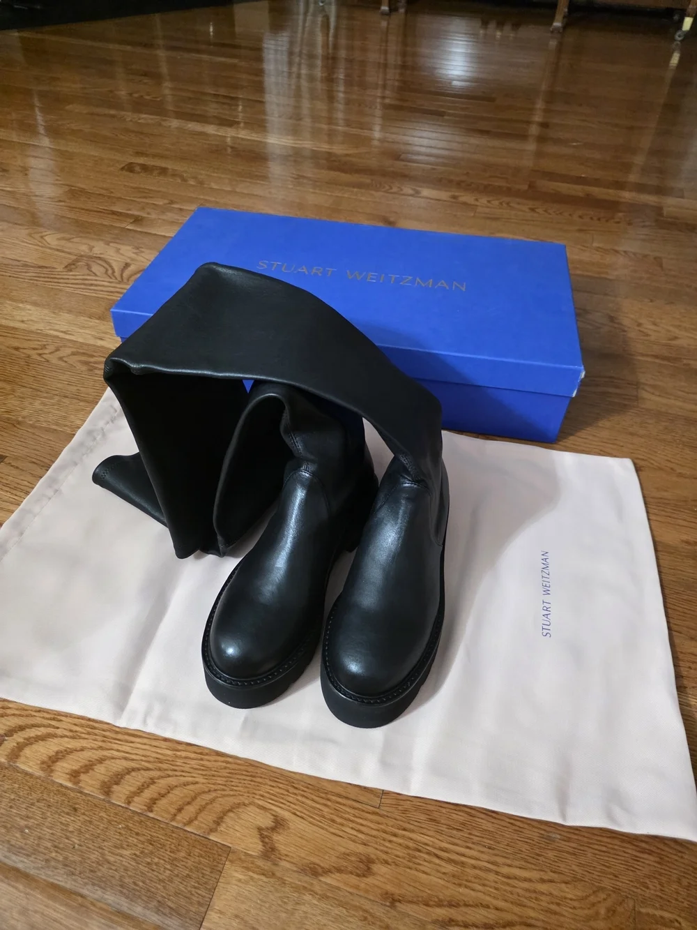 Stuart Weitzman Black Over-the-Knee Leather Boots